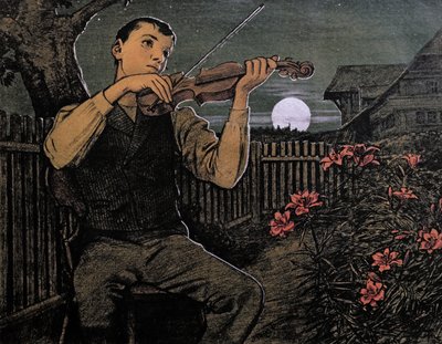 Geigenspieler zum Mond von Hans Thoma